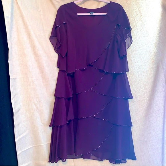 Deep Purple Plum Sheet with Slip Short Sleeve Dress size 18 - Picture 1 of 7